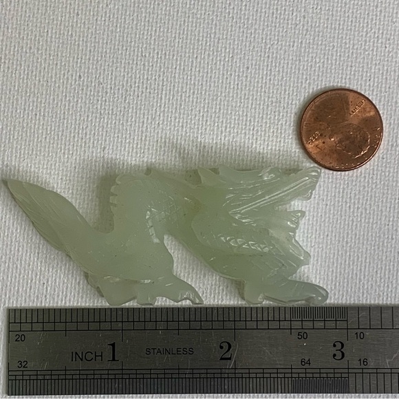 Chinese Hand Carved Jade Stone Dragon Figurine Vintage Green Animal Carving 3" - Picture 9 of 14